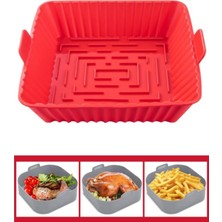 PremiumPort Onikiden Yanmaz Silikon Kare Pişirme Kabı 20X20CM, Hava Fritözleriyle Uyumlu