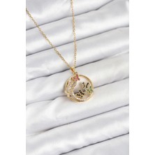 Alvo Store Buğz 316L Çelik Zincir Gold Renk Zirkon Taşlı Kelebekli Kadın Kolye