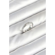 Alvo Store Buğz Pirinç Gümüş Renk Zirkon Taşlı Kadın Yüzük