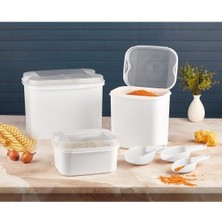 Teknotrust Şeffaf Un ve Bakliyat Saklama Kabı Seti 10 Lt + 4,5 Lt + 1,6 Lt