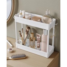 Mutfak Köşesi Makyaj,takı ve Bakım Ürünleri Organizeri, Iki Raflı Stand, Iki Katlı Askılı Kozmetik Düzenleyici