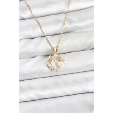 Mercansa 316L Çelik Zincir Gold Renk Deniz Tema Model Zirkon Taşlı Kadın Kolye