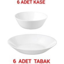 PremiumPort 6'lı Cam Yemek Tabağı ve Kase Seti 20CM ve 15CM, Şık ve Dayanıklı