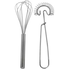 Tasarım Evi 2'li Metal Çırpıcı Seti Pasta Kek Çırpma Teli Paslanmaz Metal