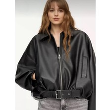 Orions Collection Yeni Sezon P&b Suni Oversize Bomber Deri Ceket