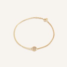 Aja Anvera Çok Taşlı Çift Zincir Altın Bileklik