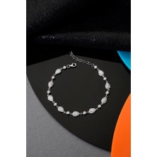 INNUENDO JEWELRY 925 Ayar Gümüş Beyaz Damla Sıralı Taşlı Bileklik
