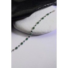 INNUENDO JEWELRY 925 Ayar Gümüş Damla Sıralı Yeşil Taşlı Bileklik