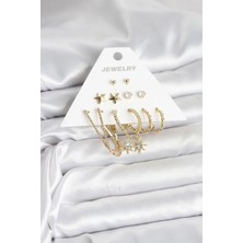 Moresun Buğz 6 Çift Kadın Küpe Seti Gold Renk