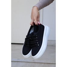 BeBeQ Guido Siyah Keten Kadın Spor Ayakkabı