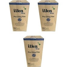 İlka Ilka Şeffaf Mutfak Rulo Streç Film Folyo - 30 Cm. x 1000 Metre - Gıdaya Uygun - 3 Paket