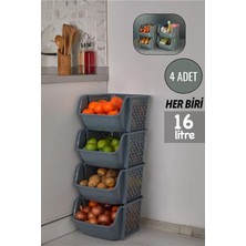 Mutfak Köşesi 4 Katlı Patates & Soğanlık, Katlı Sebzelik, Büyük Düzenleyici, Oyuncak Sepeti, Banyo Organizeri Gri