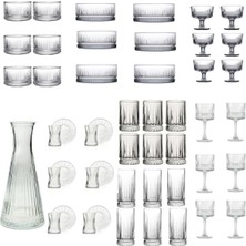 PremiumPort Şık 49 Parça Cam Seti - Bardak, Sunumluk, Çerezlik, Dondurmalık