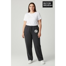 Superlife Kadın Büyük Beden N Logo Baskılı Rahat Kesim Paça Reçme Ince Eşofman Altı SPR26EAK952-4