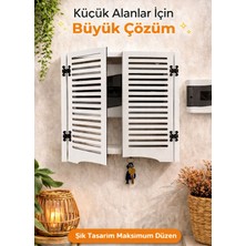 AA Ahşap Duvar Tipi Elektrik Panosu Gizleme Dolabı – Çift Kapaklı Tasarım, Beyaz ve Antrasit Renk, Duvara Monte Kullanım