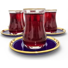 Sudedi Home Gerçek Altın Yaldızlı Çay Bardağı Seti 6 Kişilik