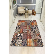 Dolce Mariee Etnik Desenli Dijital Baskı Kaymaz Taban Halı H0844