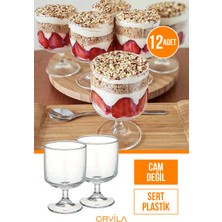 PremiumPort 12'li Plastik Magnolya Tatlı Sunum Bardağı Seti