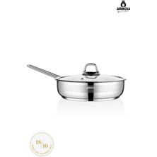 PremiumPort Paslanmaz Çelik 28 cm Cam Kapaklı Tava, Dayanıklı ve Şık Mutfak Gereci