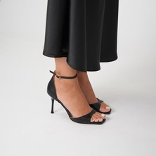 Ametist Marta %100 Gerçek Deri Siyah Topuklu Sandalet – Milano Ökçe, Neolit Taban