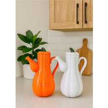 PremiumPort Iki Parça Porselen Bal Kabak Model Yağdanlık Seti, Ayçiçek ve Zeytin Yağı Şişeleri