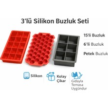 CKM Silikon 3lü Silikon Buzluk SETI(15LI Buz Kalıbı-6lı Buz Kalıbı - Petek Buzluk)