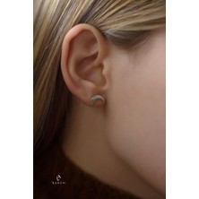 By Barun Silver Mini Ay Yıldız Hilal Yarım Ay 925 Ayar Gümüş Küpe