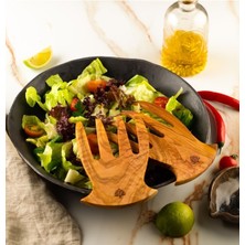 PremiumPort El Yapımı Zeytin Ağacı Salata Servis Çatalı 15X9 cm