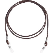 Optic Plus Deri Gözlük Ipi / Örgü Deri Gözlük Askısı Kahverengi