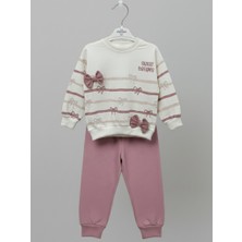 Messinho Kız Çocuk Fiyonklu %100 Pamuk 2'li Takım – Sweatshirt & Eşofman Altı