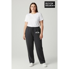 Superlife Kadın Büyük Beden New York Baskılı Rahat Kesim Paça Reçme Ince Eşofman Altı SPR26EAK952-5