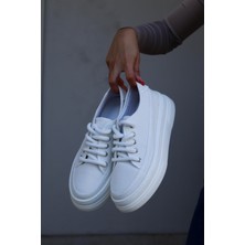 BeBeQ Guido Beyaz Keten Kadın Spor Ayakkabı