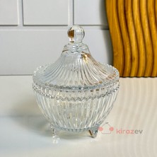 Kirazev Kapaklı Cam Şekerlik Fiyonk Şekilli Şekerlik Sunumluk 7x8 cm