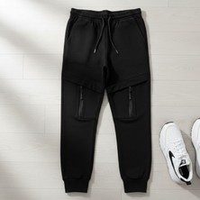 Babyilay Erkek Çocuk Siyah Slim Fit Fermuarlı Kargo Cep Detaylı Jogger Eşofman Altı