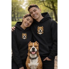 Muhtar Store Sevgililer Günü Özel Pitbull Figürlü Unisex Siyah Hoodie – Güçlü Bağlar Için Pitbull Temalı Kapüşonlu Sweatshirt