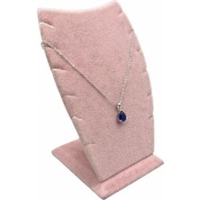 Megass Dekor Dubai Model Süet Kumaş Pembe Renk 12/8 cm Kolye - Zincir Ayaklı Stand