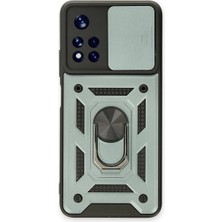 Buğz Xiaomi Poco M4 Pro 5g Kılıf Pars Lens Yüzüklü Silikon - Yeşil