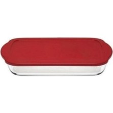 PremiumPort Şeffaf Plastik Kapaklı Borcam Fırın Kabı 33X19 Cm, Dayanıklı ve Kullanışlı