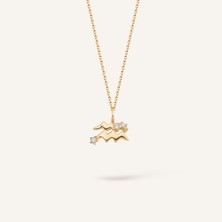 Aja Aquarius - Kova Burcu Kolye | 14 Ayar Altın