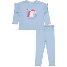 Civil Girls Unicorn Baskılı 2-5 Yaş Takım - Mavi 3-4 Yaş