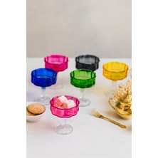 PremiumPort 6'lı Renkli Cam Kahve Yanı Sunum Seti, Mini Lokum ve Reçellik Seti