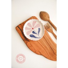 PremiumPort El Yapımı Flora Çiçek Desenli Seramik Kaşık Altlığı ve Nihale Seti