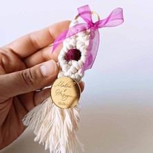 MEKECE Nikah Şekeri (50 Adet) Hediyeliği Bordo Boncuklu Makrome Anahtarlık NKS-272