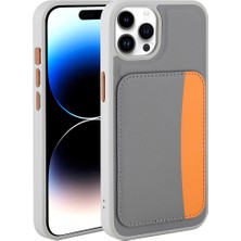 Ottonova iPhone 14 Pro Max Kılıf Kartlıklı Zore X-Kart Silikon Kapak - Koyu Gri