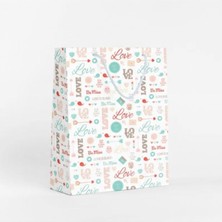 Muka Sevgililer Günü -Love- Desenli Karton Çanta 25X30CM Pakette 10 Ad..