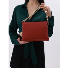 Nuance Kadın Gerçek Deri Omuz Çantası – Altın Renk Aksesuar Detaylı