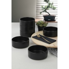 PremiumPort Mat Siyah 14 cm Stackable Çorba Kasesi, 6'lı Set