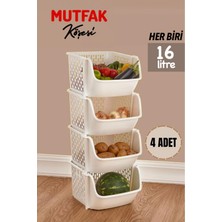 Mutfak Köşesi 4 Katlı Patates & Soğanlık, Katlı Sebzelik, Büyük Düzenleyici, Oyuncak Sepeti, Banyo Beyaz