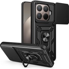 Nova Global 15T Pro Kılıf Magnetik Standlı Kamera Korumalı Zore Sürgülü Vega Kapak - Siyah