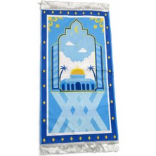 Manolyaşal İslamic Hijab Kız Çocuk Seccadesi - Dijital Baskılı, Simli Püsküllü, Hafif ve Yumuşak Dokulu Namaz Seccadesi